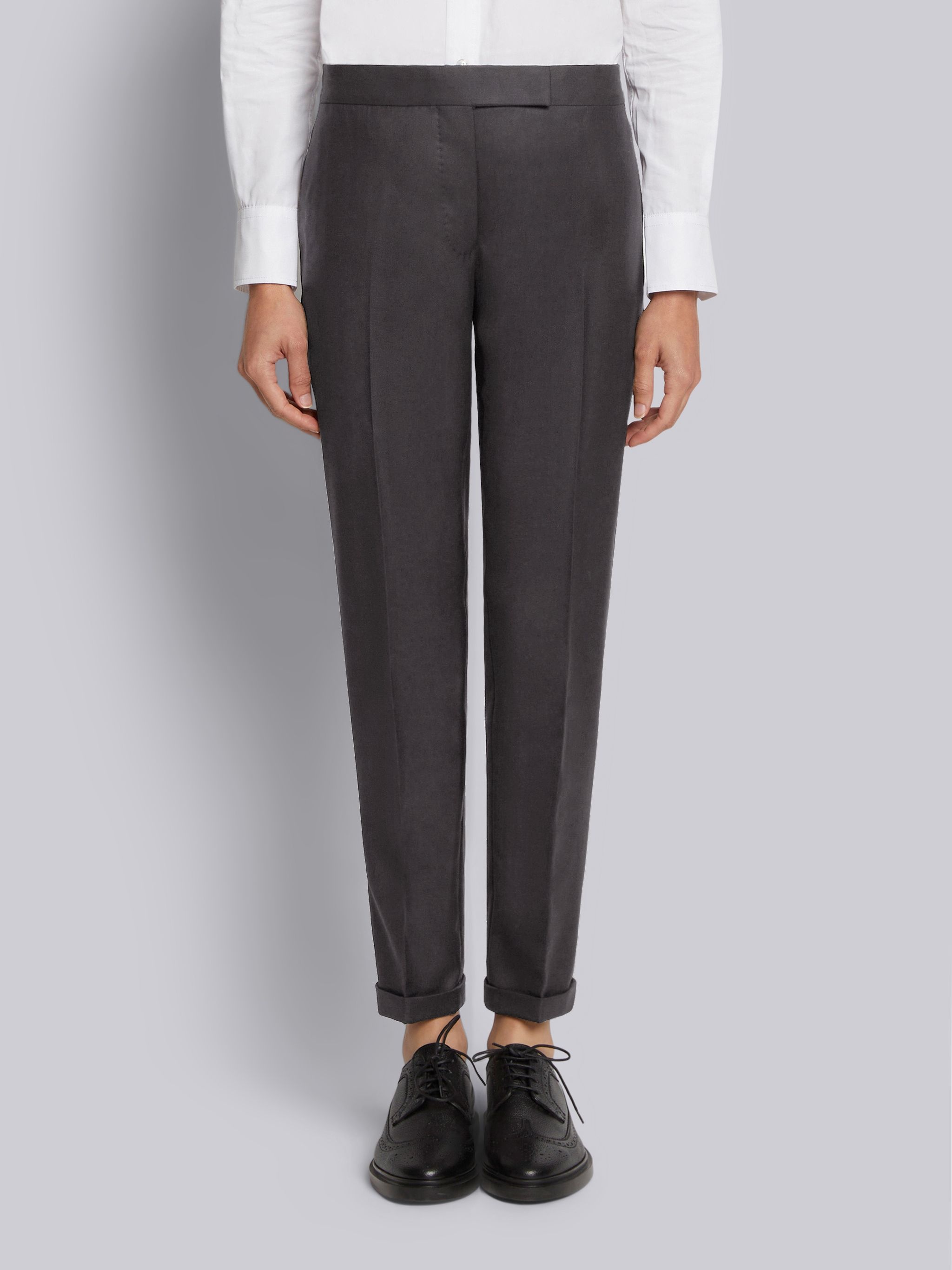 Dark Grey Super 120s Twill Low Rise Skinny Trouser - 1