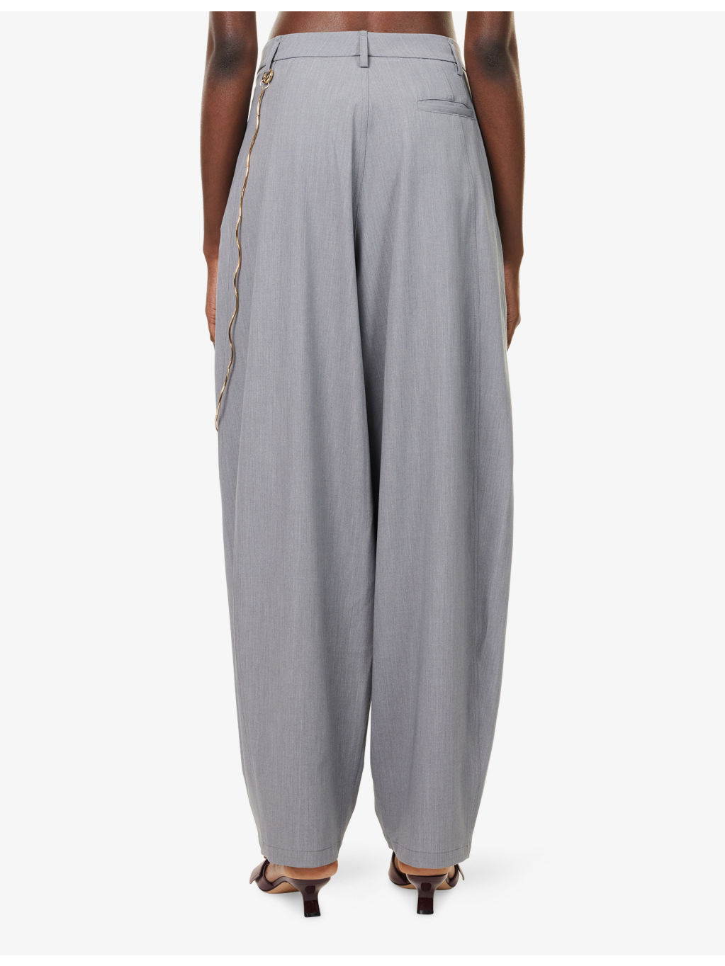 Phebe Chain-Adorned Wide-Leg Wool-Blend Trousers - 4