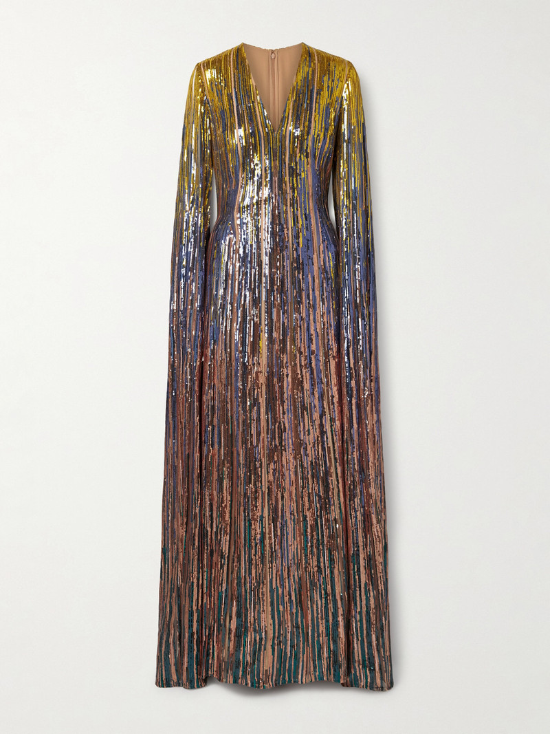 Cape-effect Sequined Tulle Gown 1
