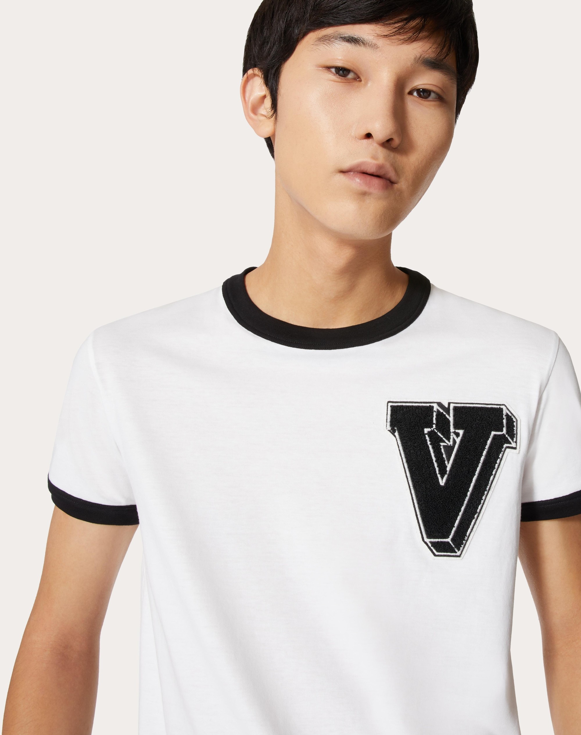 VALENTINO コットン V-3Dパッチ スウェットシャツ Valentino COTTON T-SHIRT WITH V-3D PATCH | REVERSIBLE