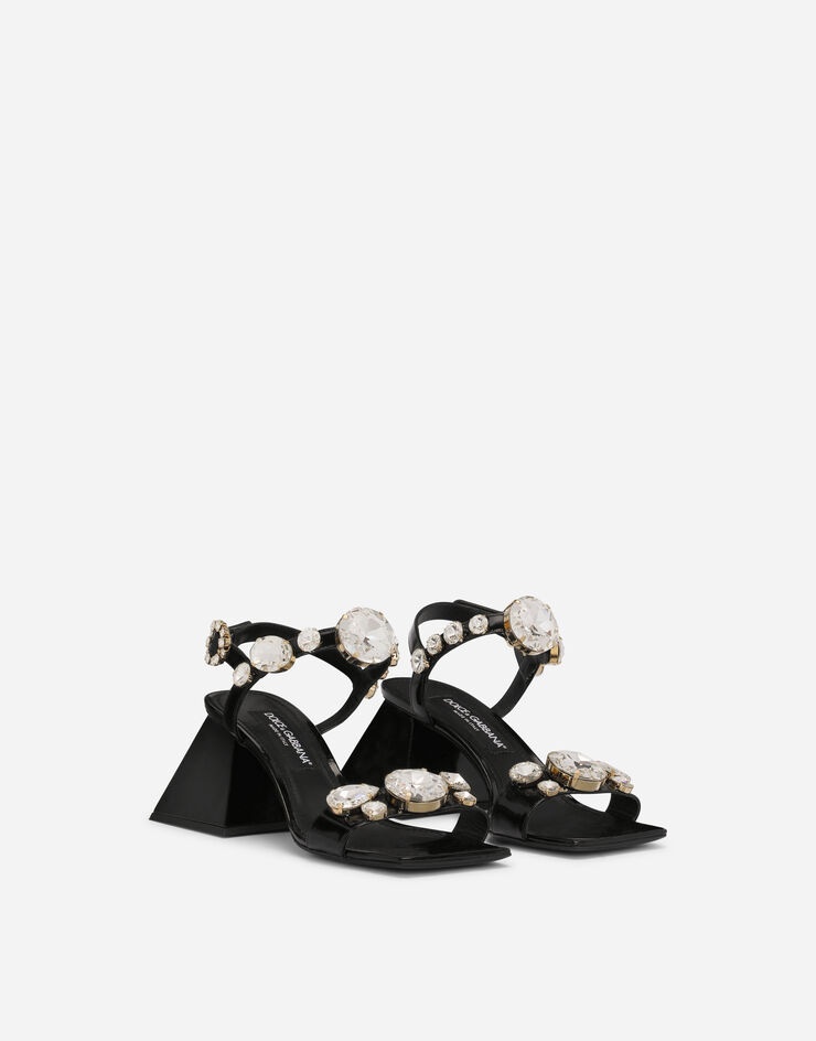 Polished calfskin sandals with crystals - 2