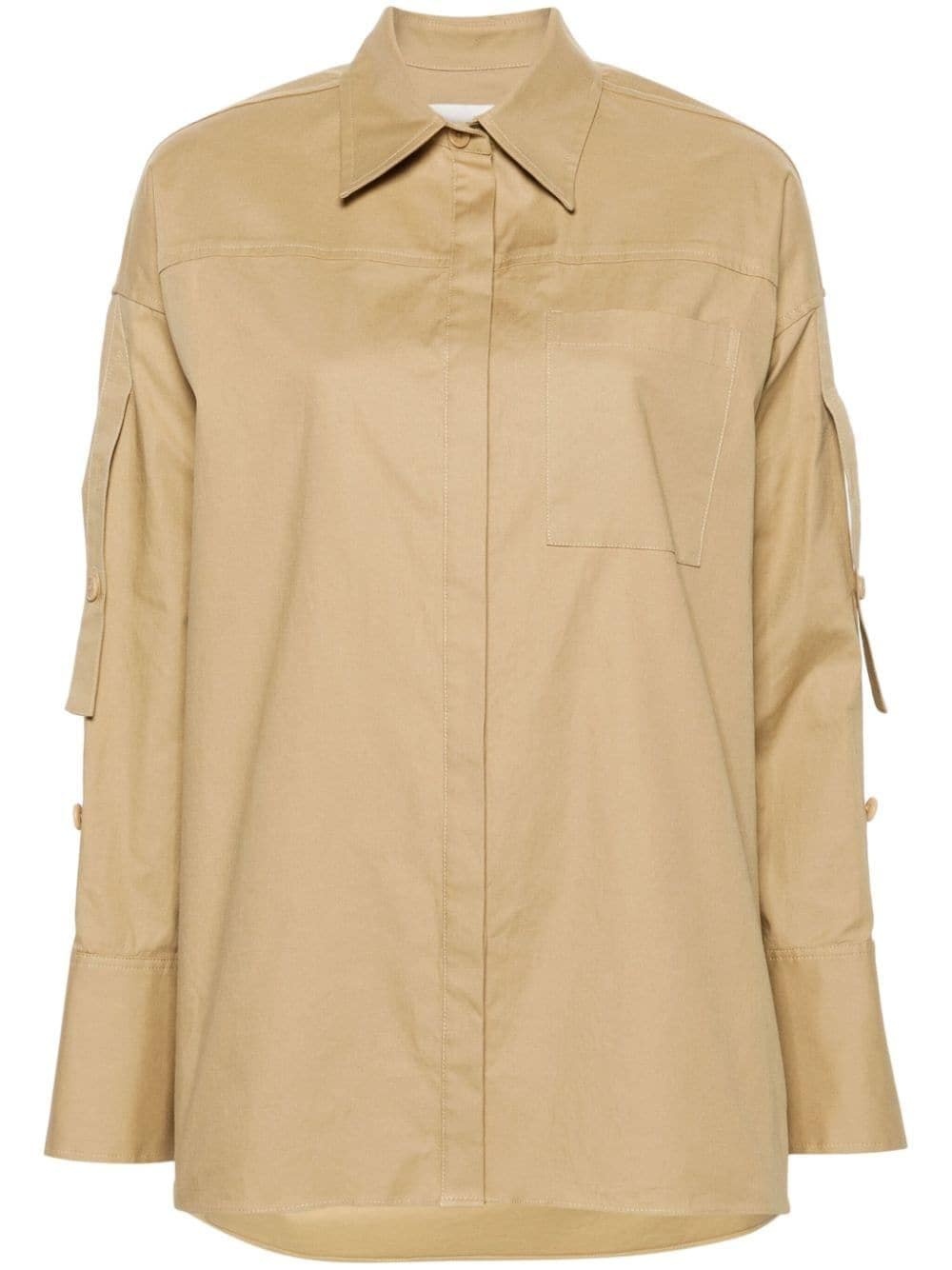 gathered-sleeves cotton shirt - 2