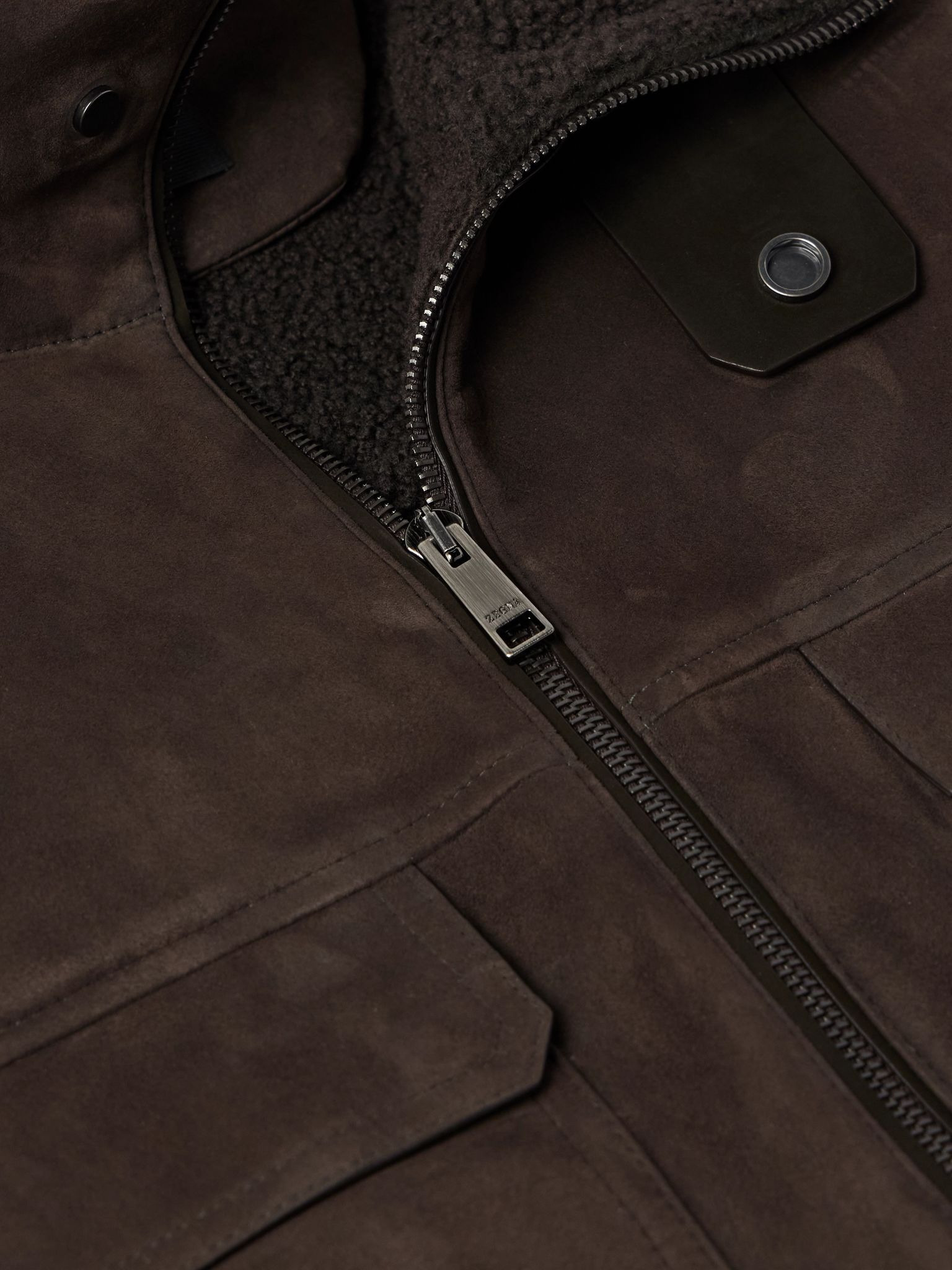 Shearling Trucker Jacket Brown - 4