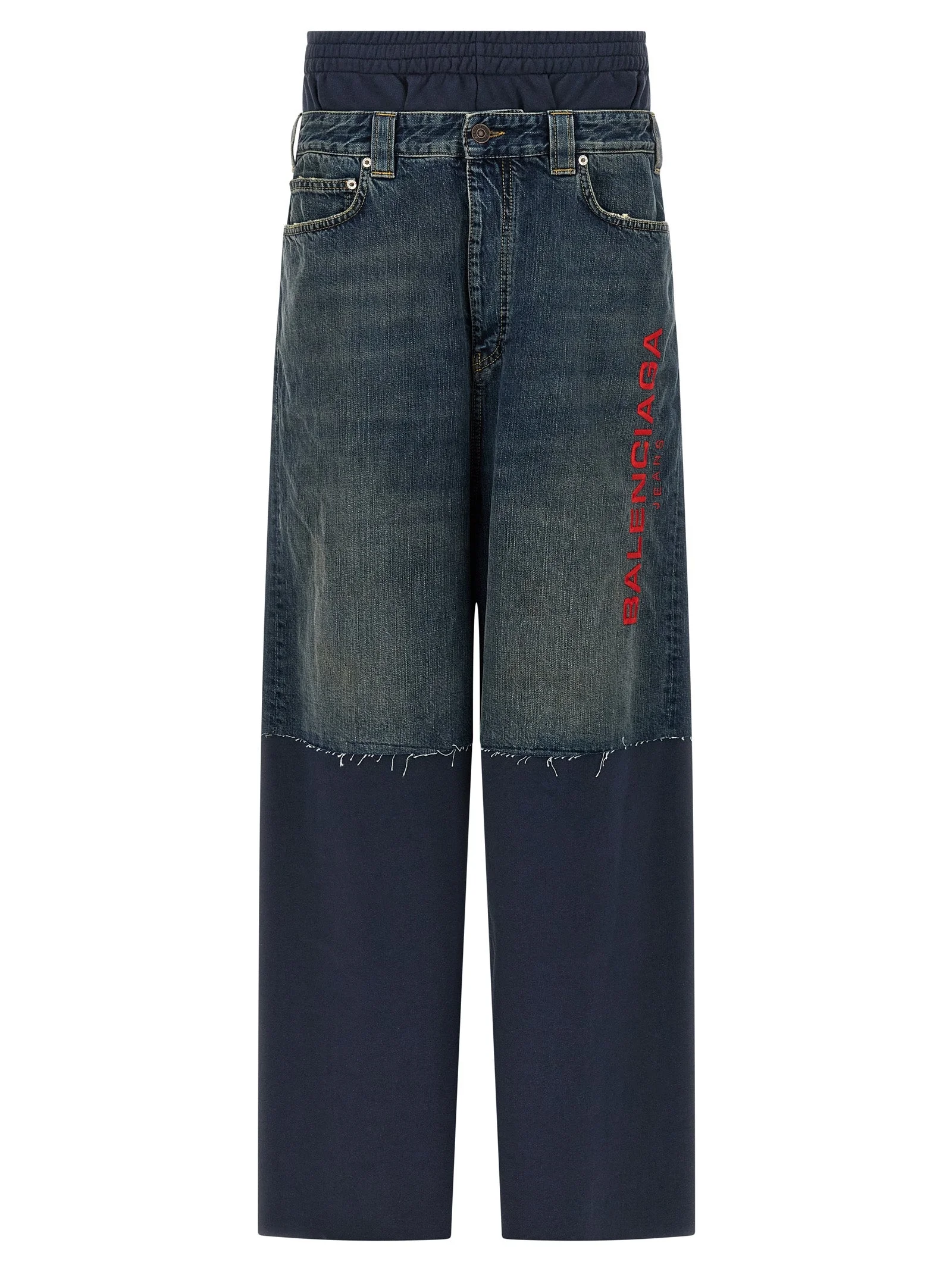 Jeans Insert Joggers Pants Blue - 1