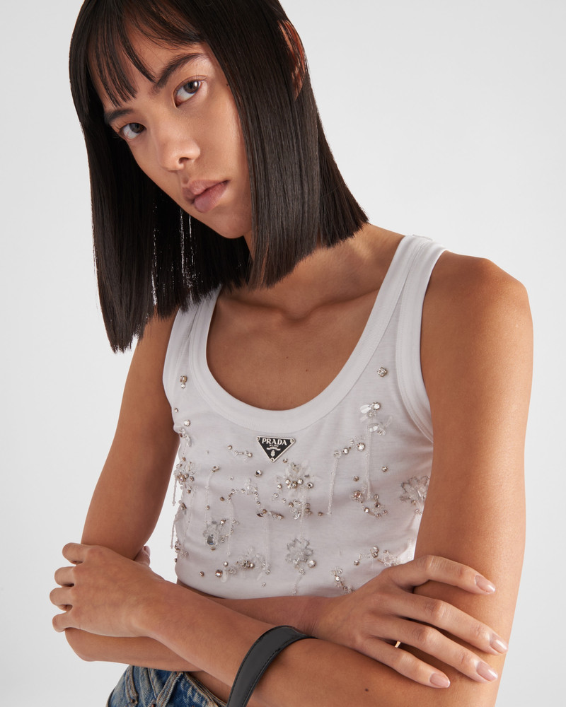 Embroidered ribbed knit jersey top 4