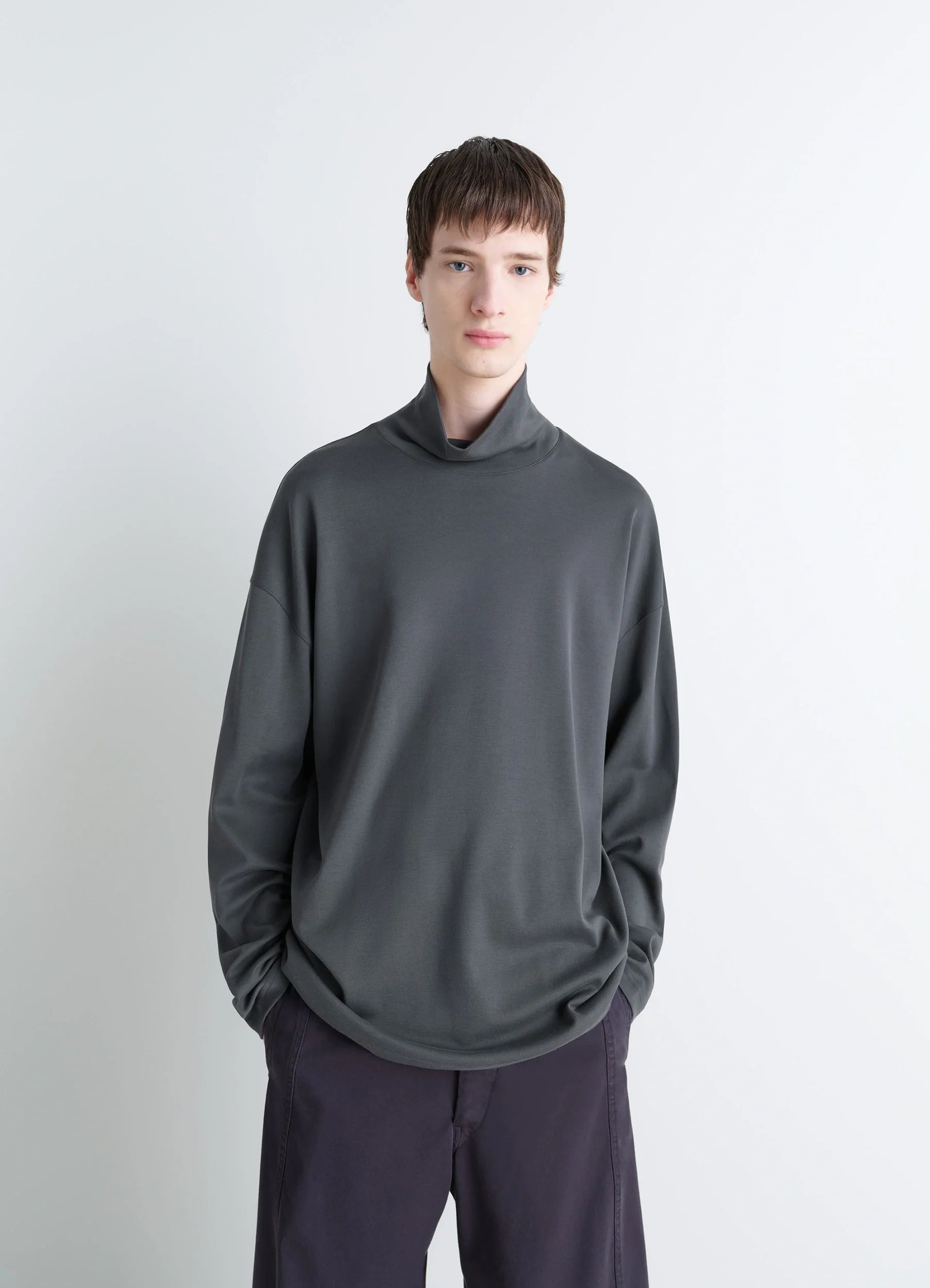 RELAXED MOCK NECK T-SHIRT - 3