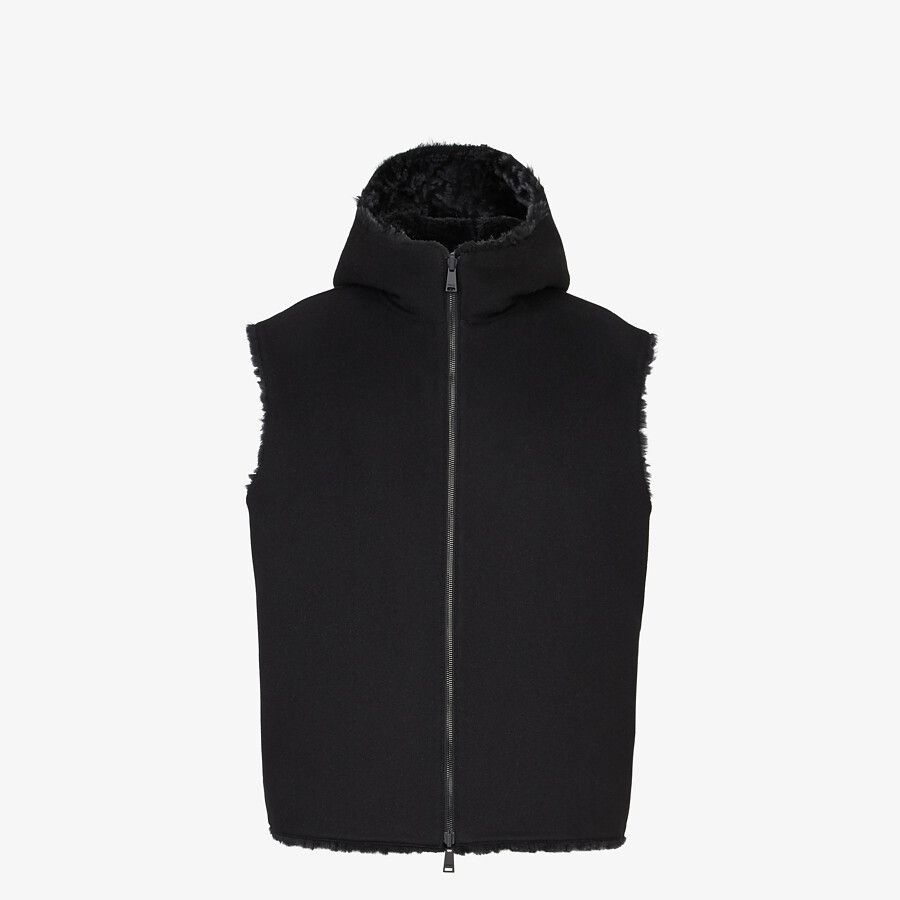 Black shearling gilet - 4