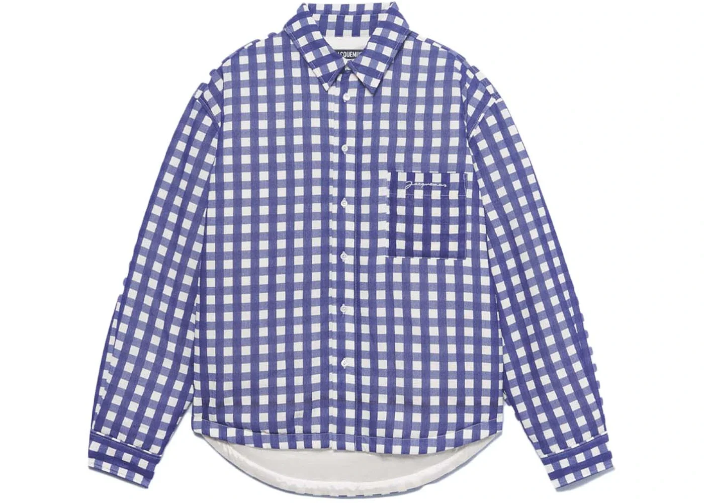 Jacquemus La Chemise Boulanger Checked Puffed Overshirt Navy Checks - 1
