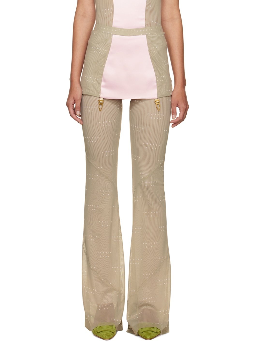 SSENSE Exclusive Pink & Taupe Portia Trousers - 1