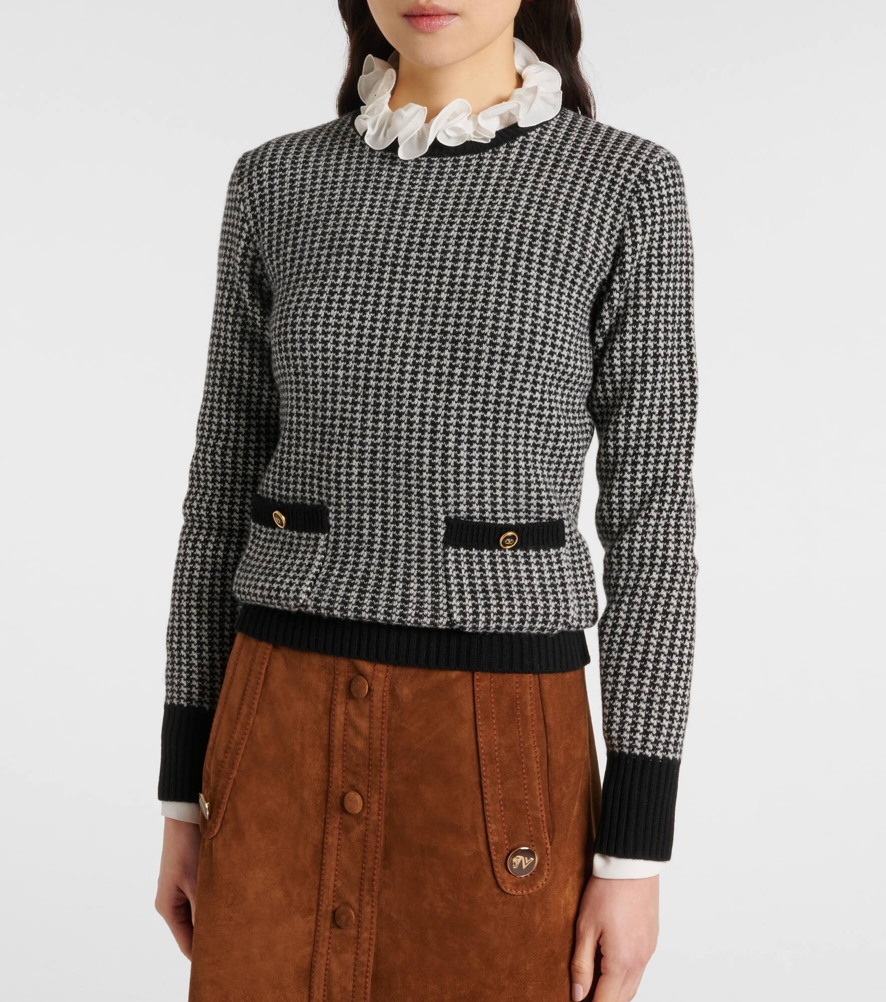 Houndstooth virgin wool sweater - 4