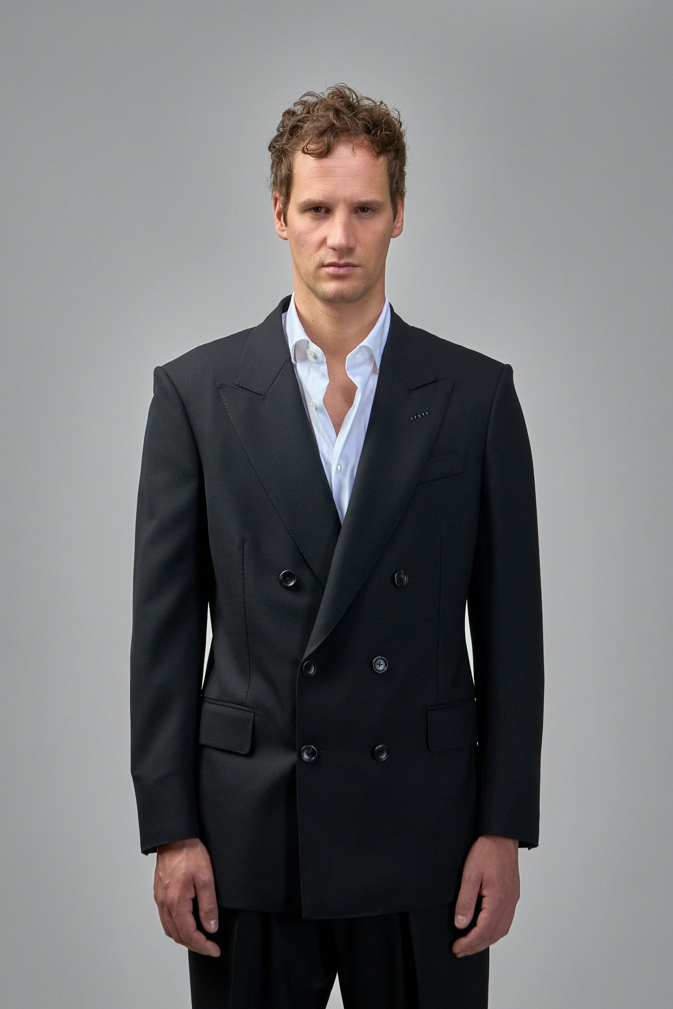 High Twist Broken Twill Double-Breasted Jacket - 3