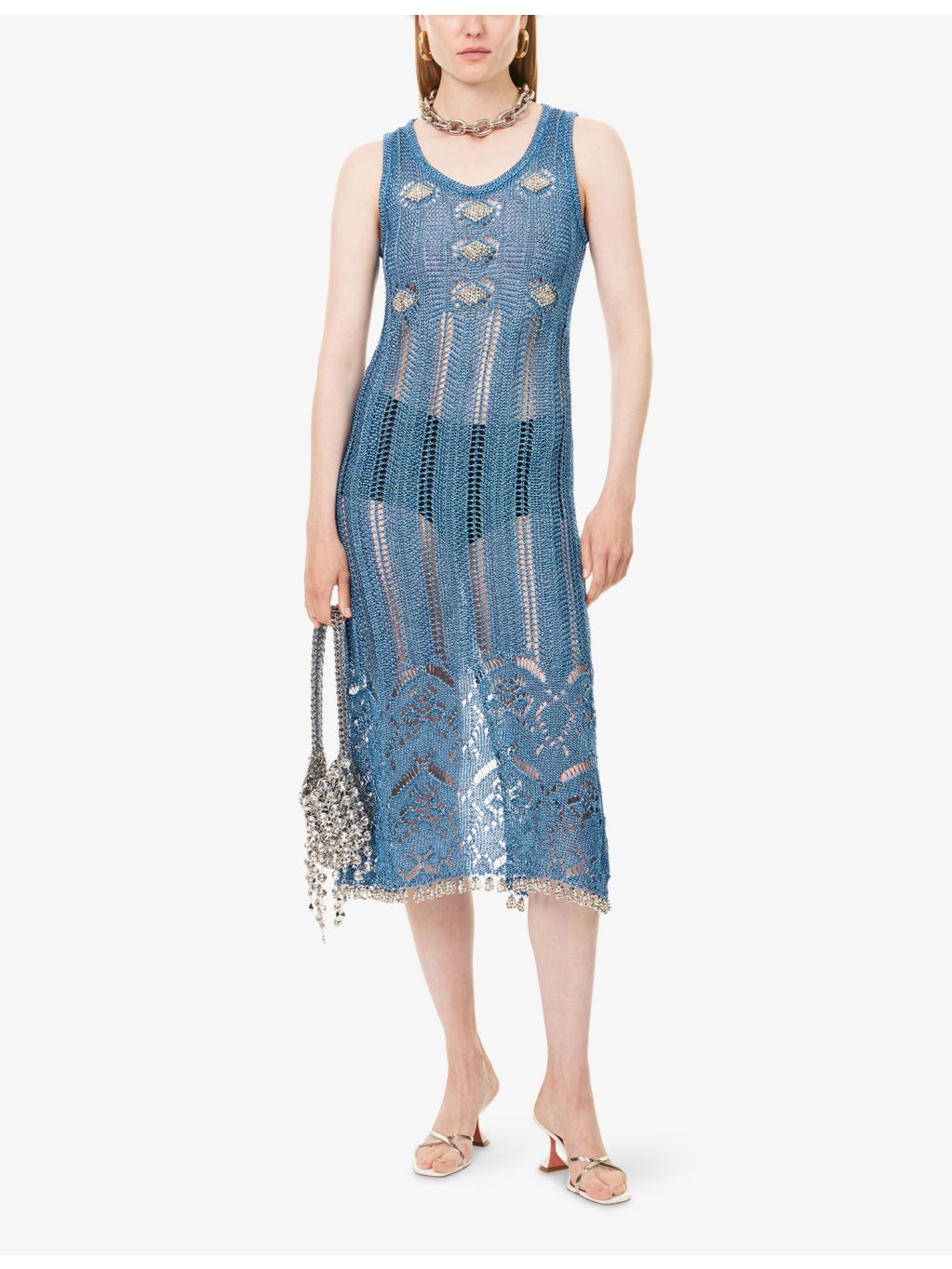 Embellished Sleeveless Knitted Midi Dress - 2
