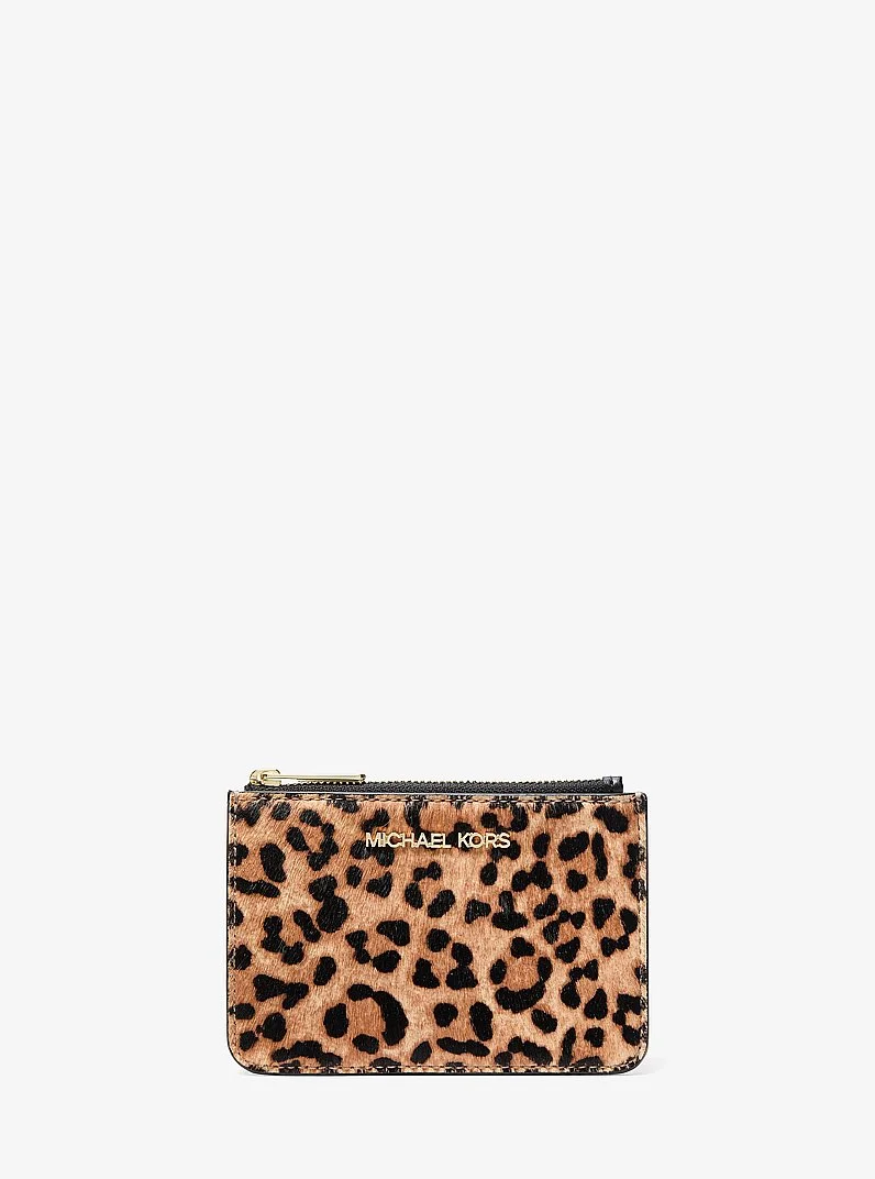 Jet Set Travel Small Leopard Print Calf Hair Coin Purse - 1