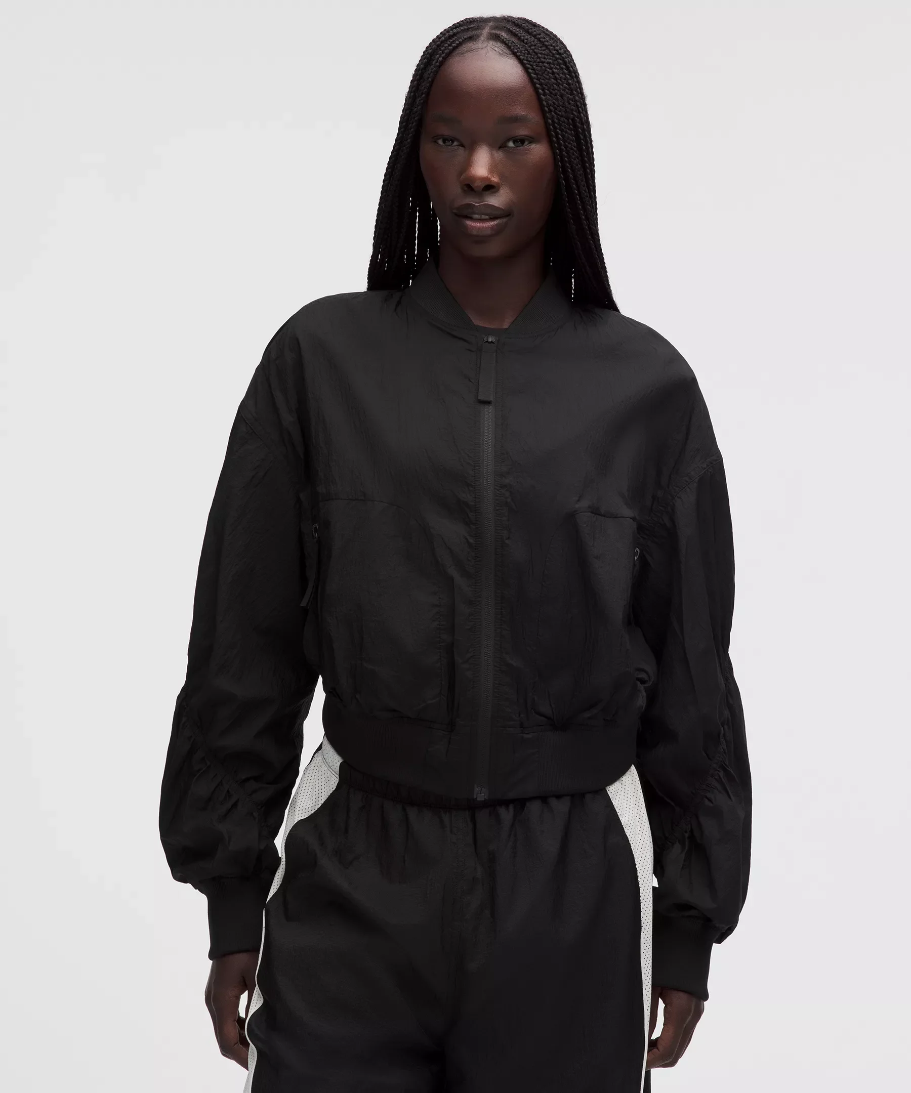 Curved-Hem Cropped Bomber - 1