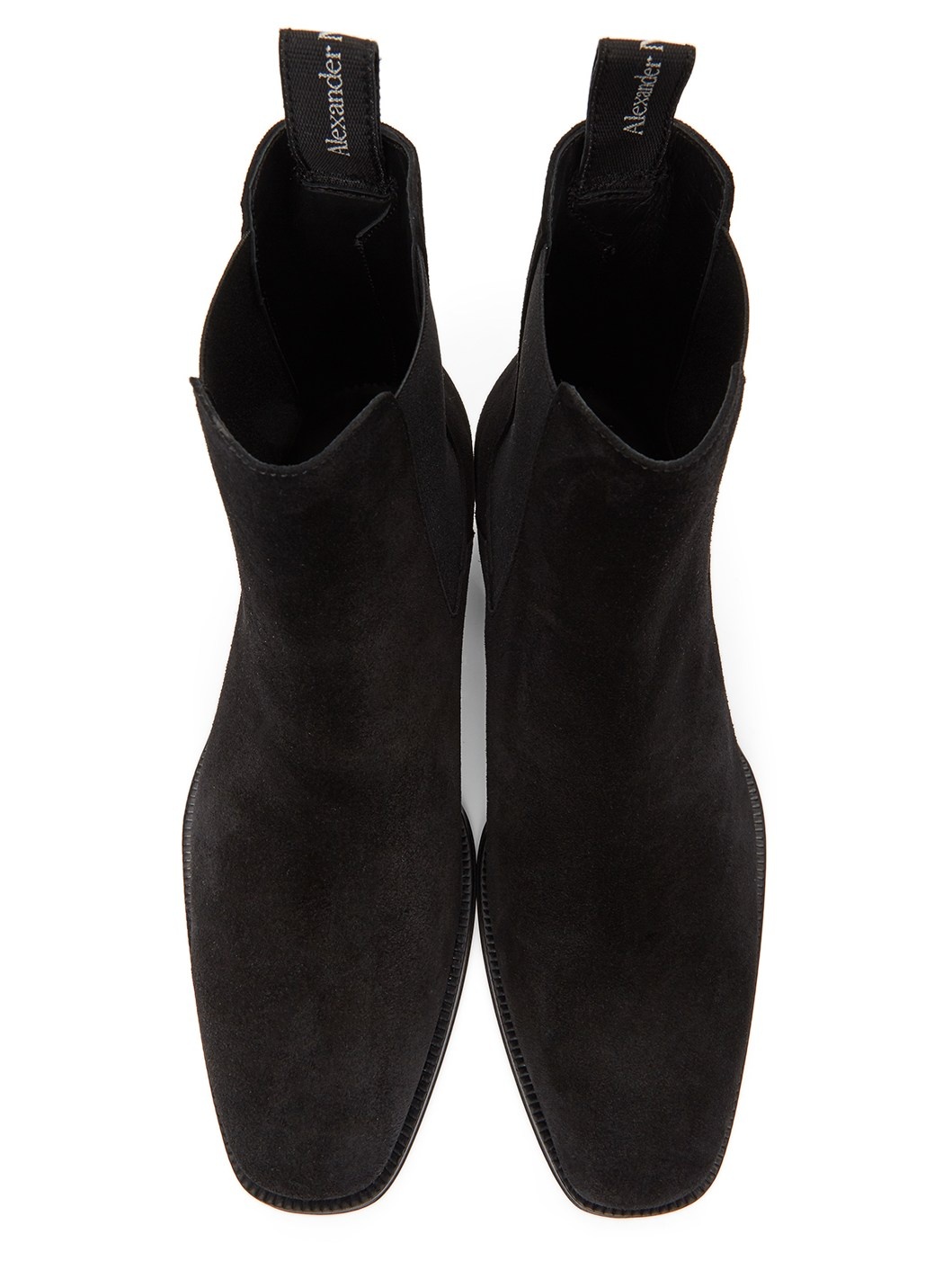 Black Suede Metal Heel Chelsea Boots - 5