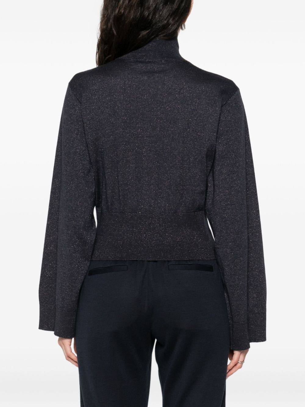 lurex-detail zip-up blouse - 4