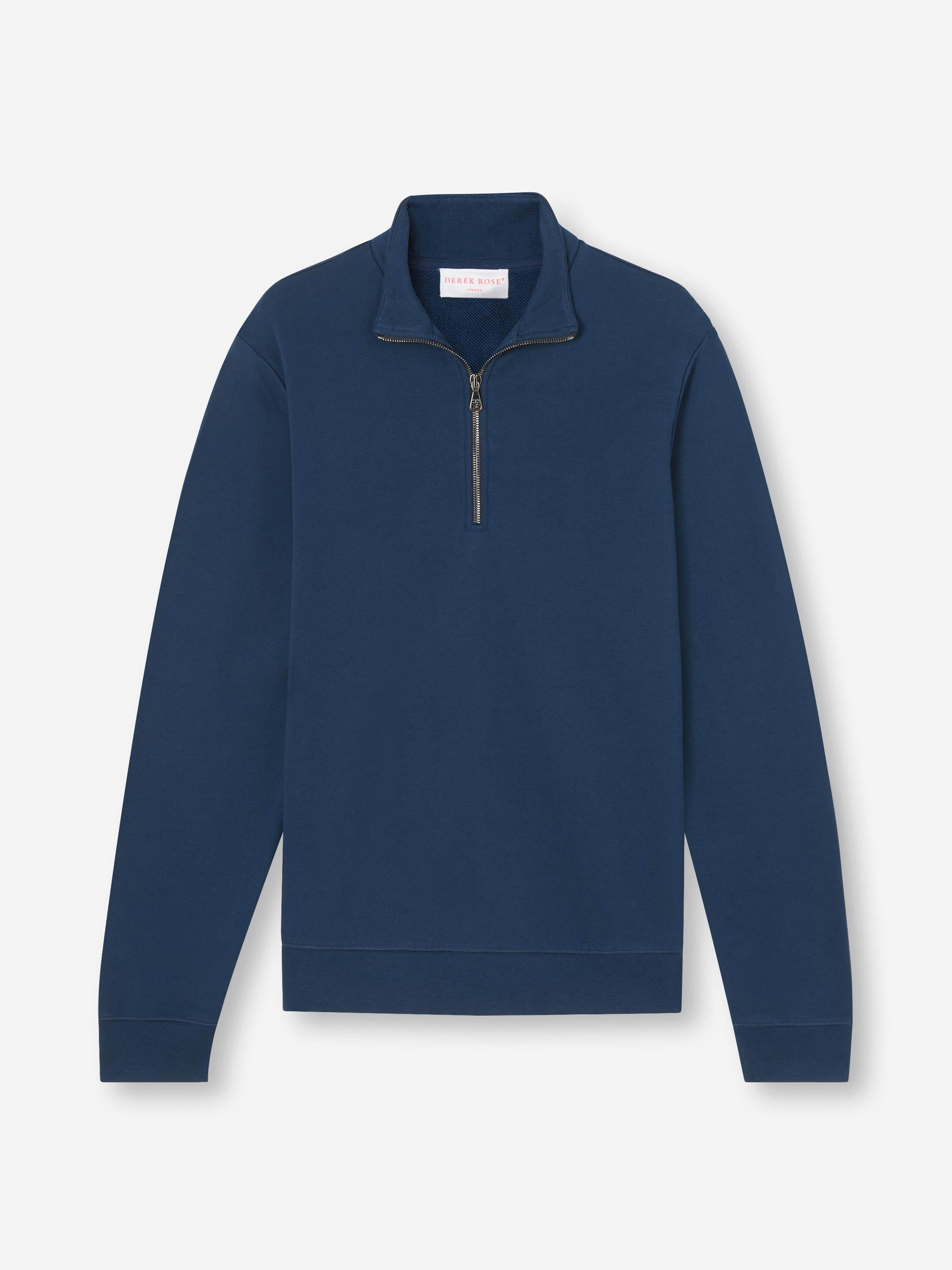 Men's Half-Zip Pullover Quinn Cotton Modal Navy - 2