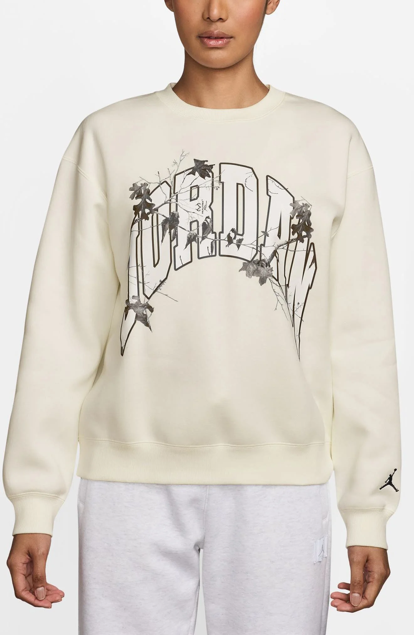 Jordan x Realtree Brooklyn Fleece Graphic Crewneck Sweatshirt in Sail/Iron Grey at Nordstrom - 1