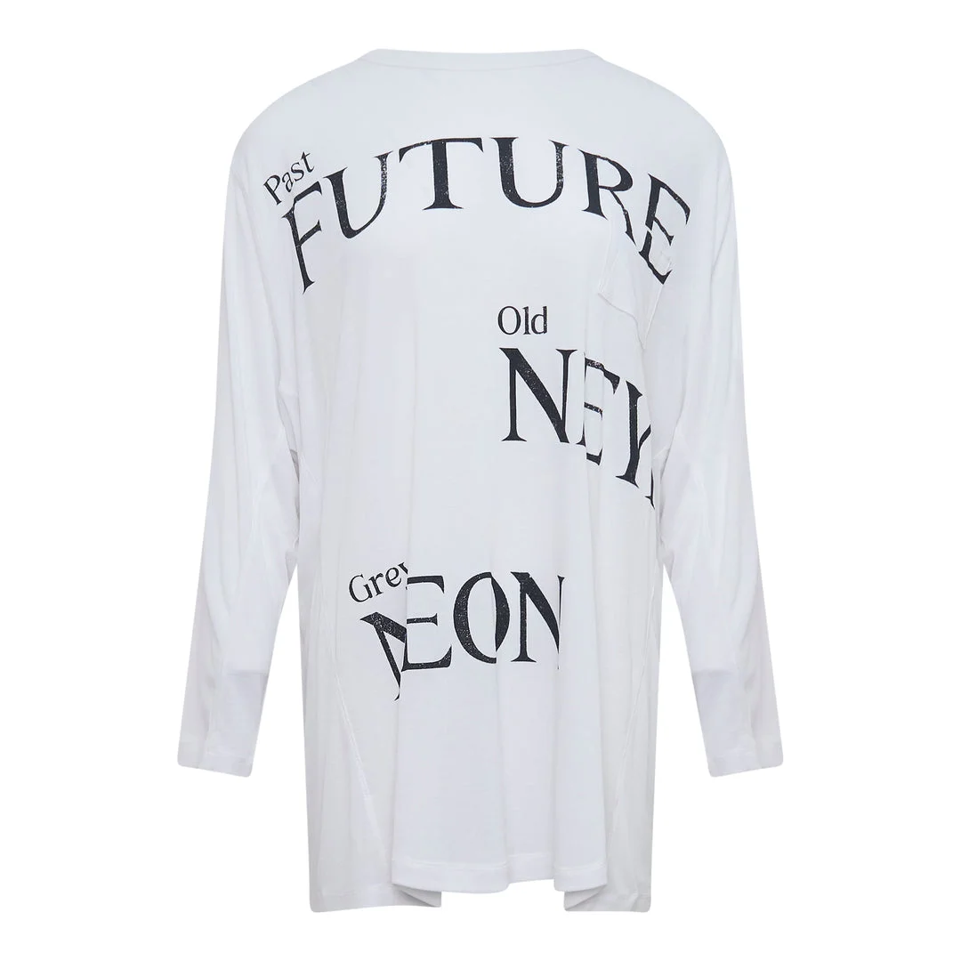 Typography Sheer Long Sleeve Top - 1