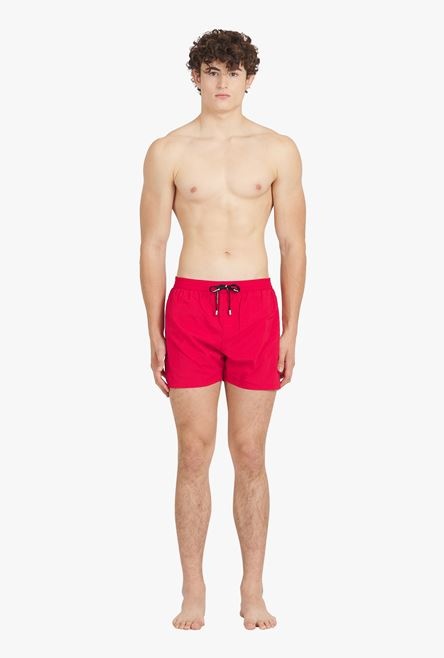 Red swim trunks with transparent Balmain logo print - 4