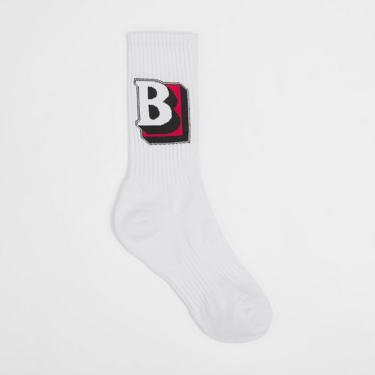 Letter Graphic Intarsia Cotton Blend Socks - 1