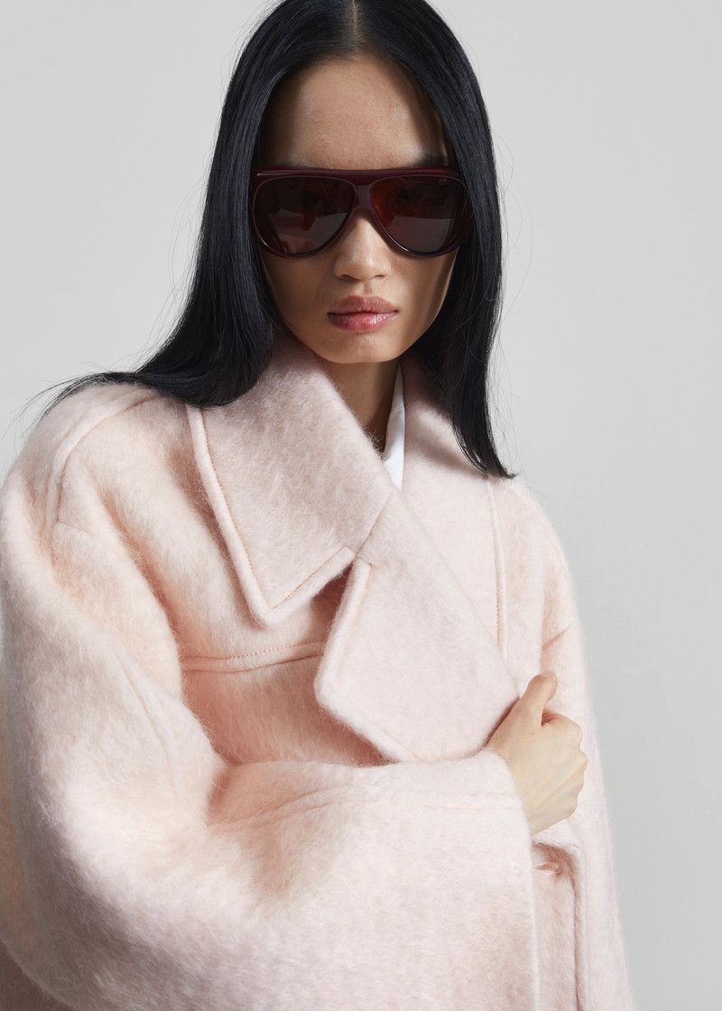 Odeone Brushed Wool Peacoat - Faded Pink 4