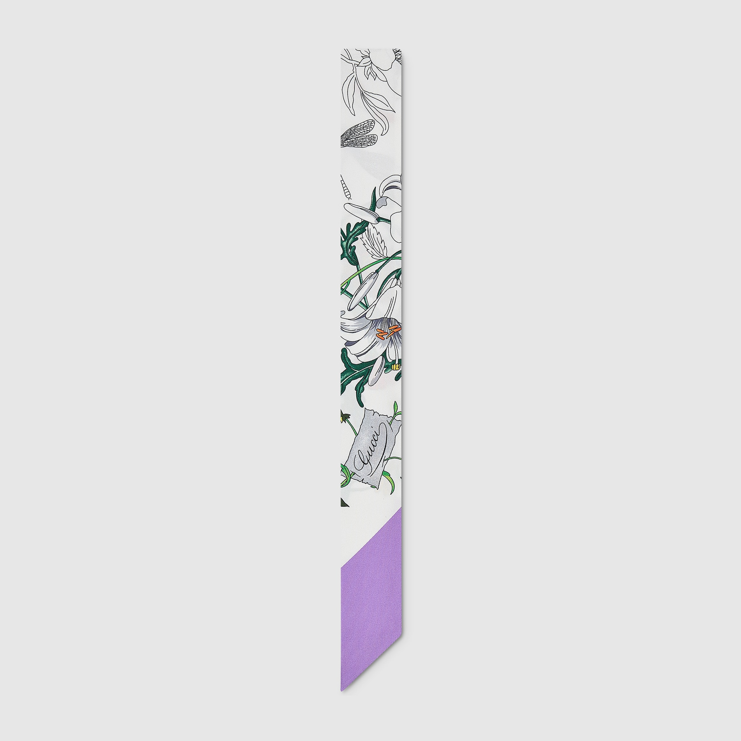 Printed silk twill neck bow - 1
