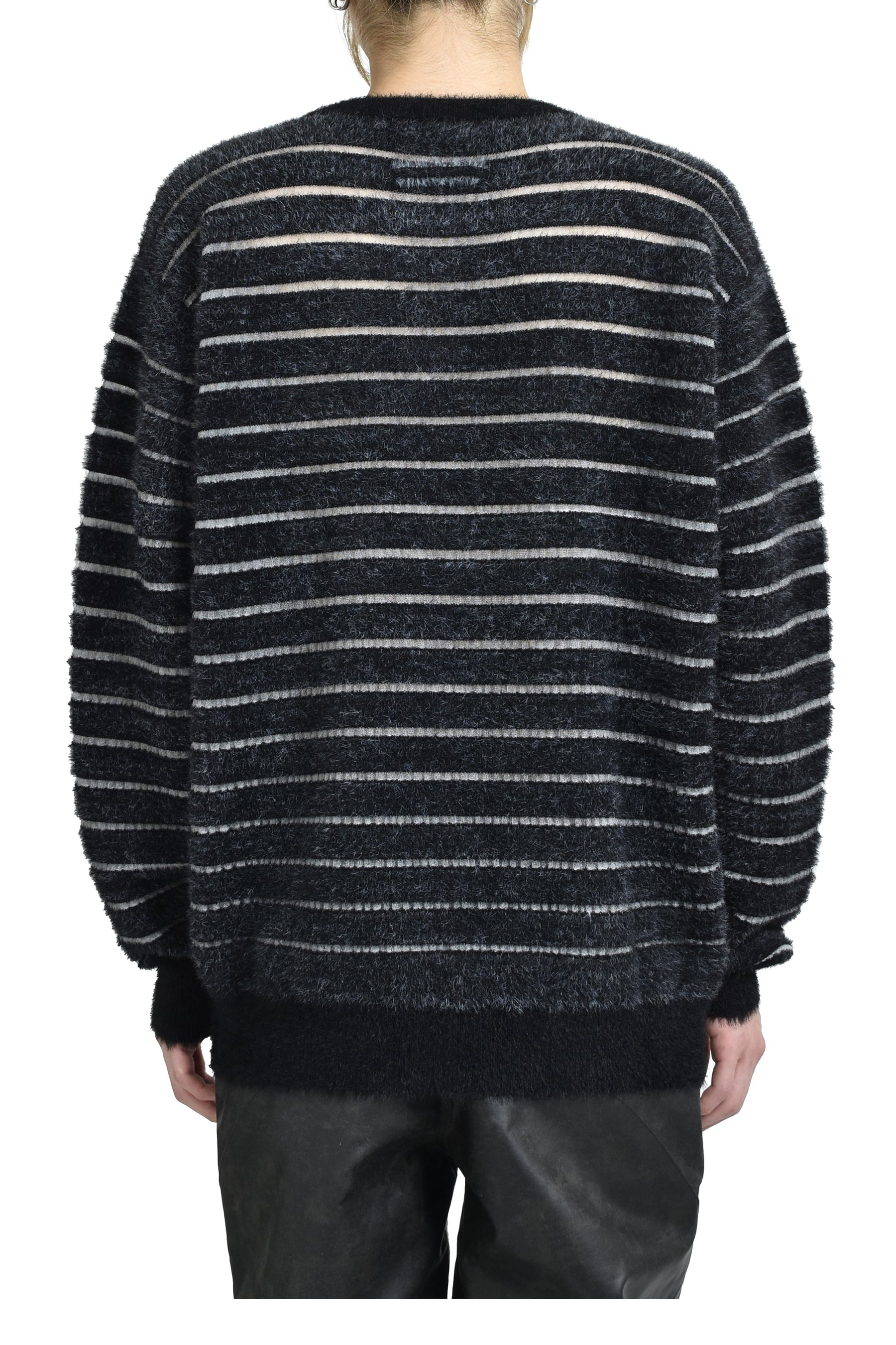 "GAULTIER" CREW NECK OVERSIZED SWEATER / BLK/WHT - 2
