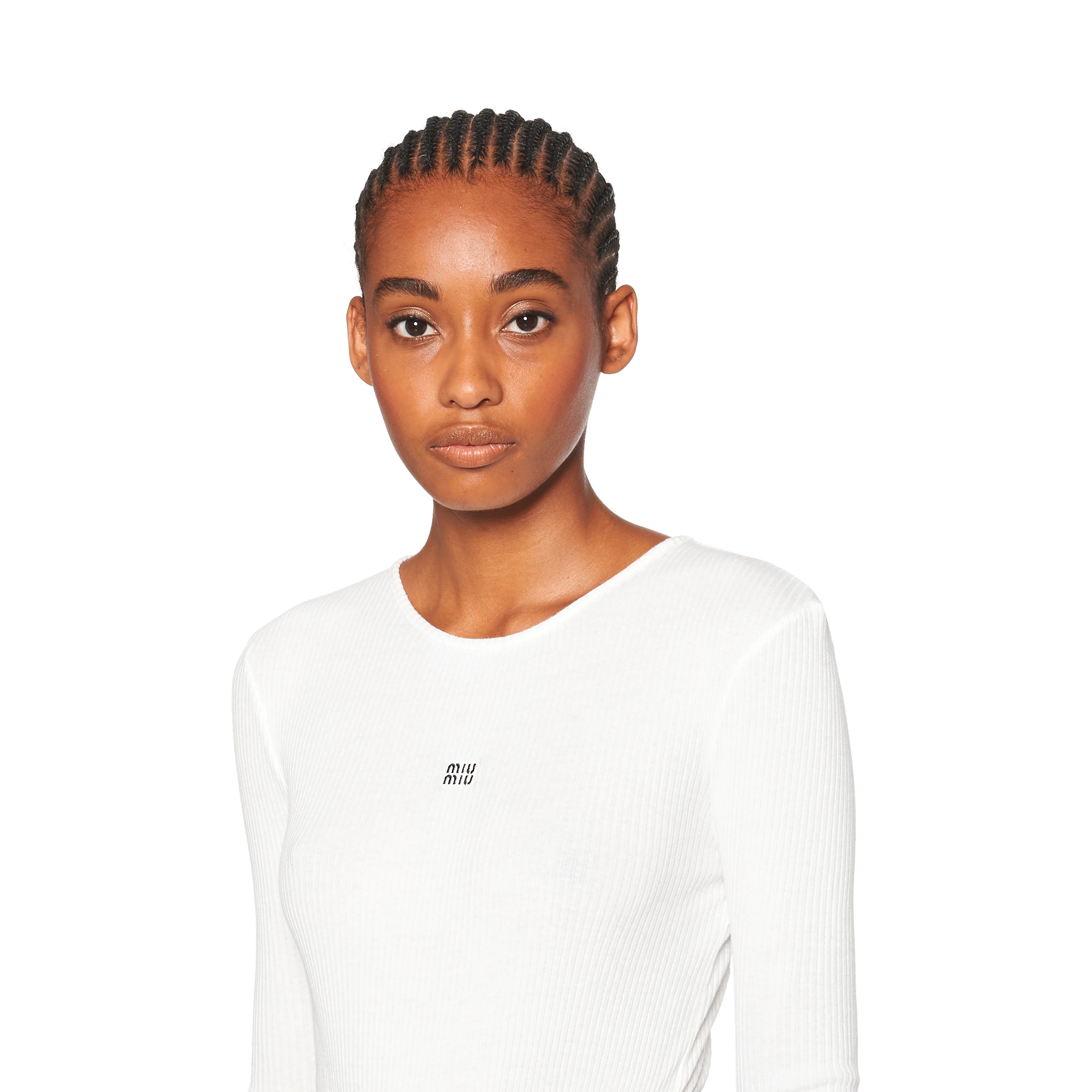 Embroidered ribbed knit jersey top - 5