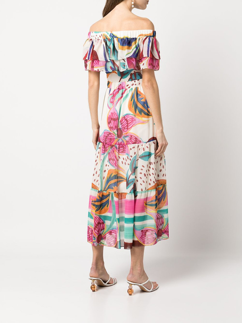 floral-print off-the-shoulder midi dress 4