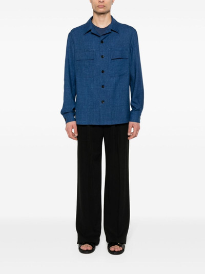 ZEGNA tonal-stitching cashmere-linen shirt outlook