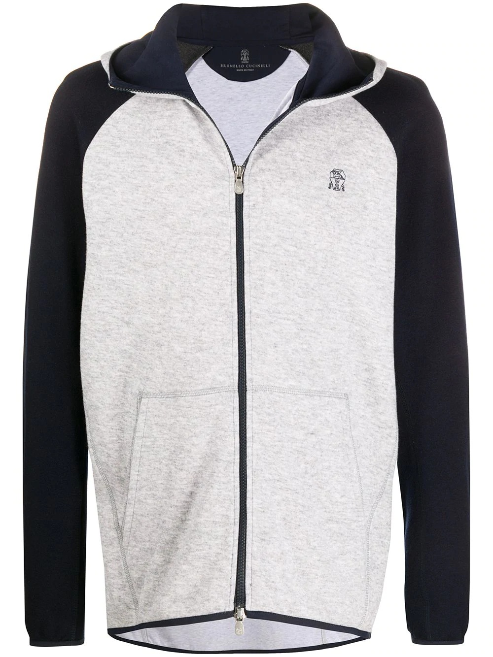 embroidered logo zip-up hoodie - 1