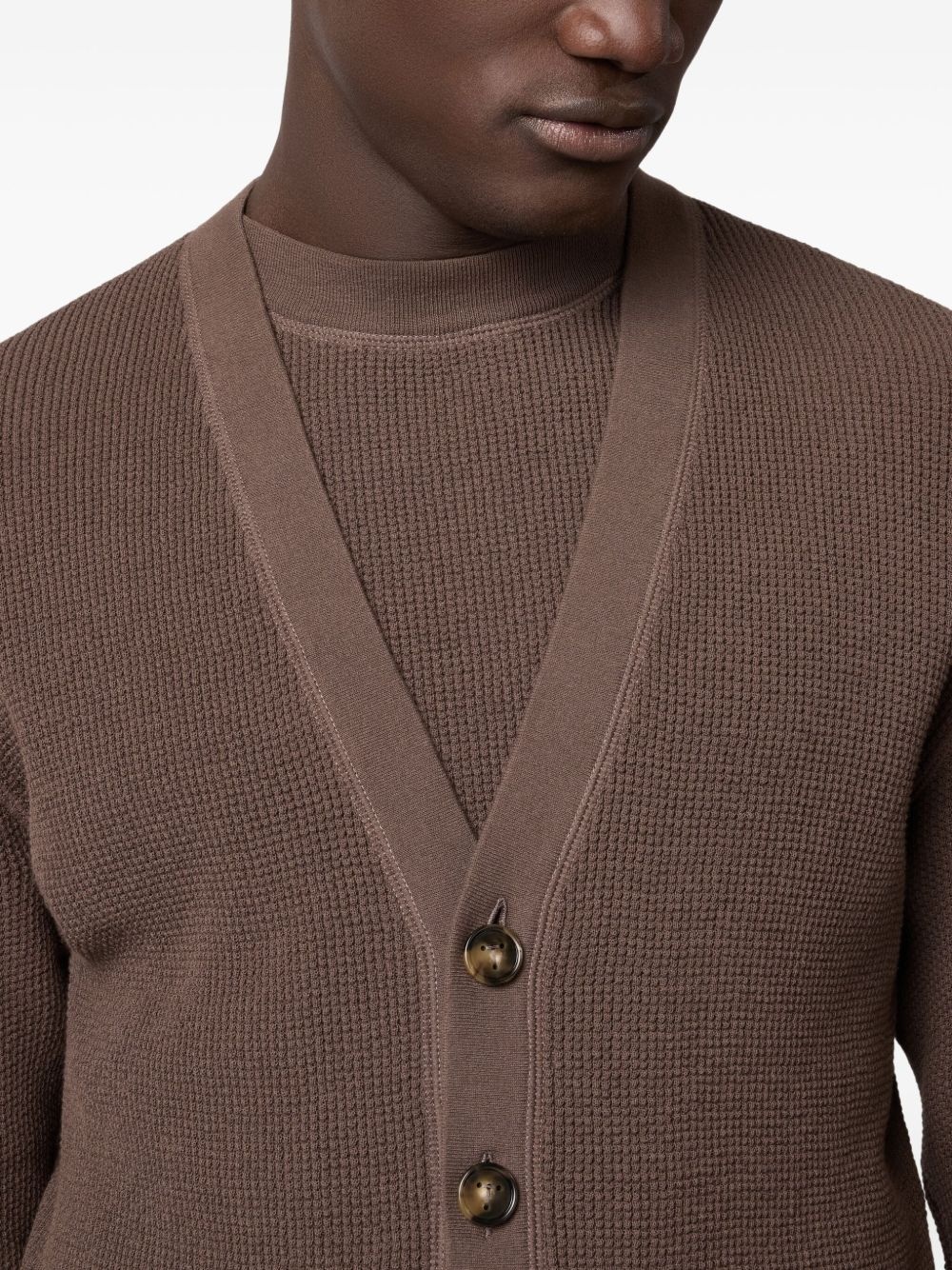 waffle-knit cotton cardigan - 5