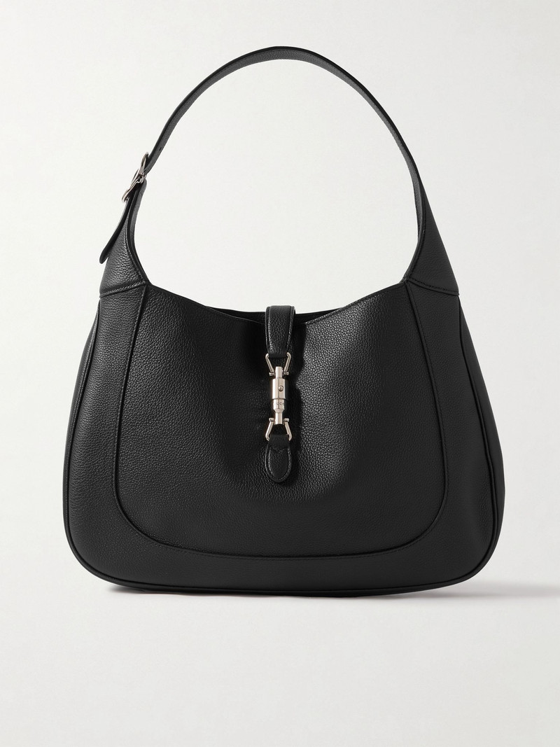 Jackie Full-Grain Leather Messenger Bag Black 1