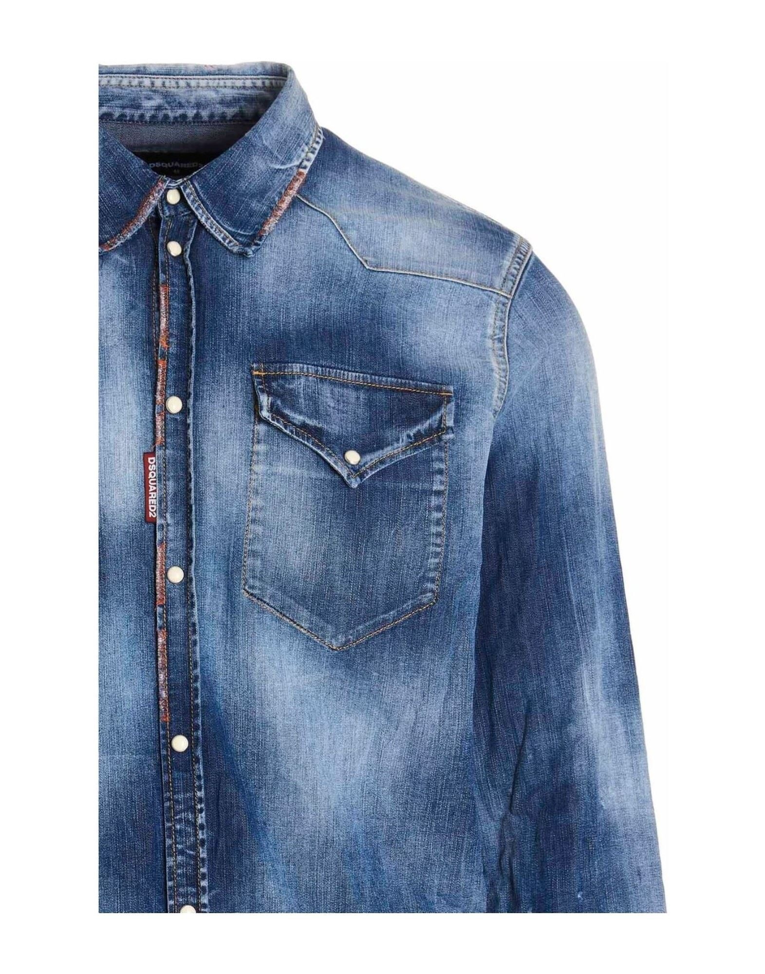 Blue Men's Denim Shirt - 3