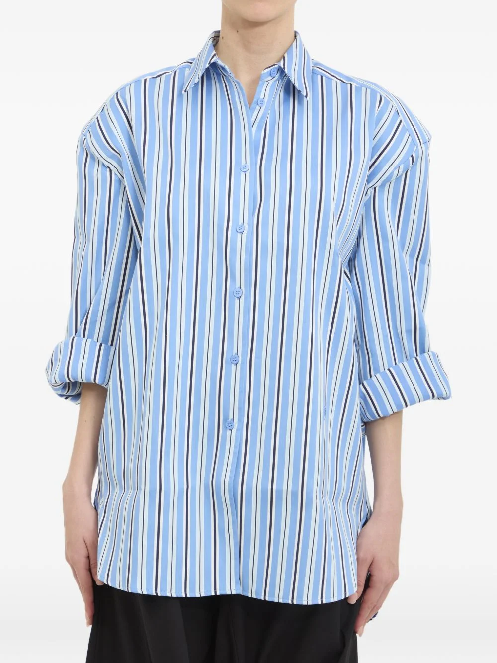 padded-shoulder striped shirt - 1