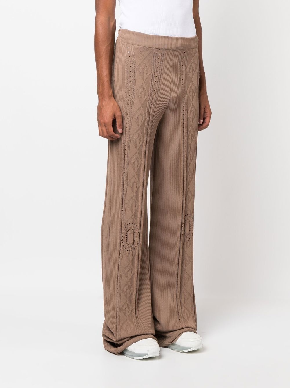 Neutral Pointelle Knit Trousers - 4