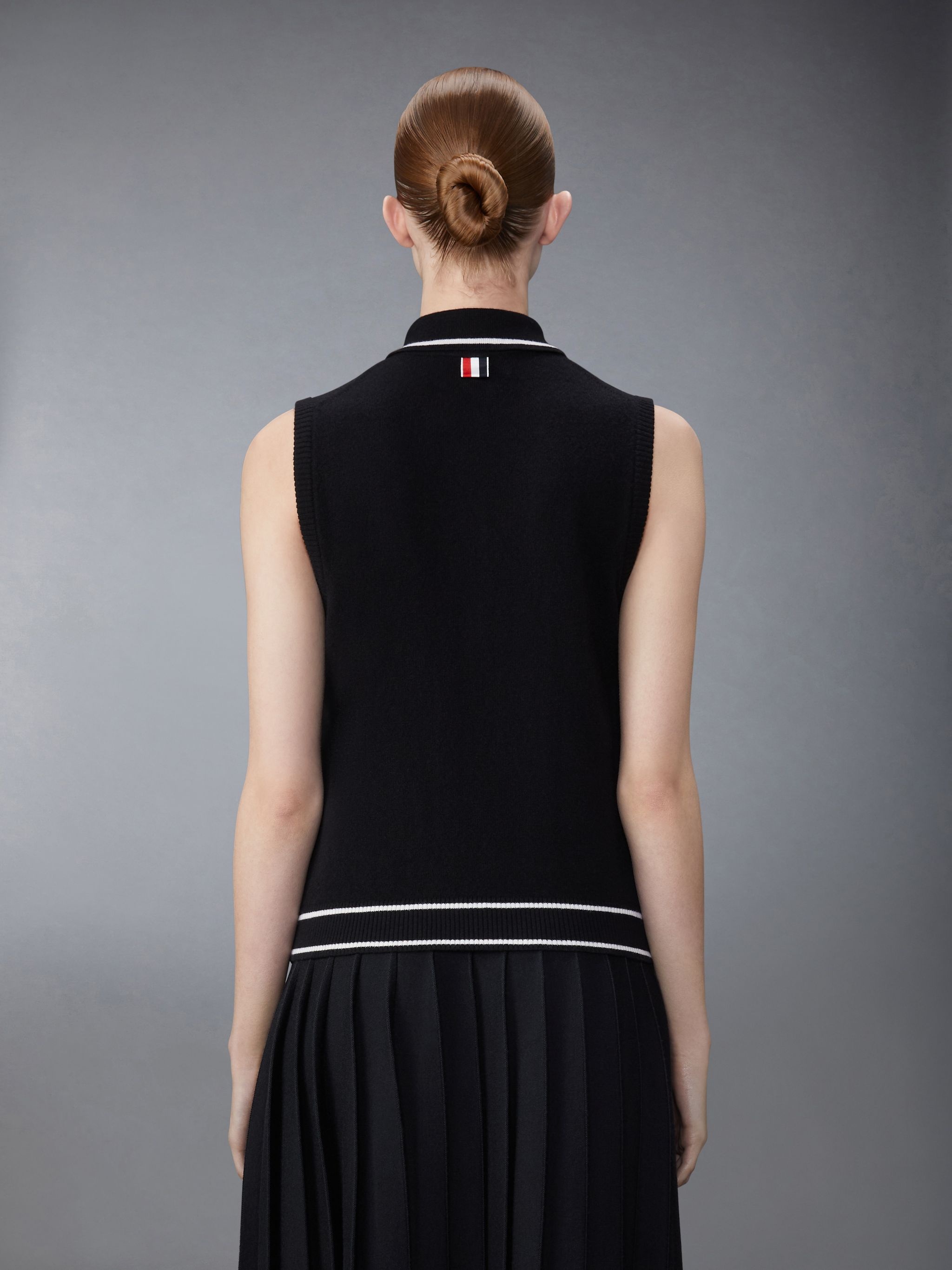 Merino Wool Pointelle Jersey Hector & Rose Sleeveless Polo - 2