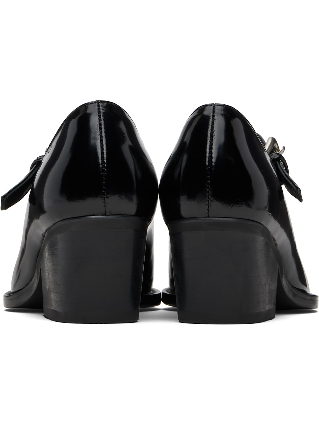 Black Western Mary Jane Heels - 2