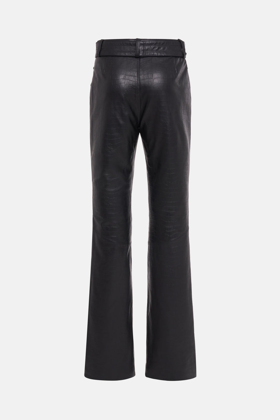 CROCO PRINT LEATHER TROUSERS WITH STUDS AND BELT - 2