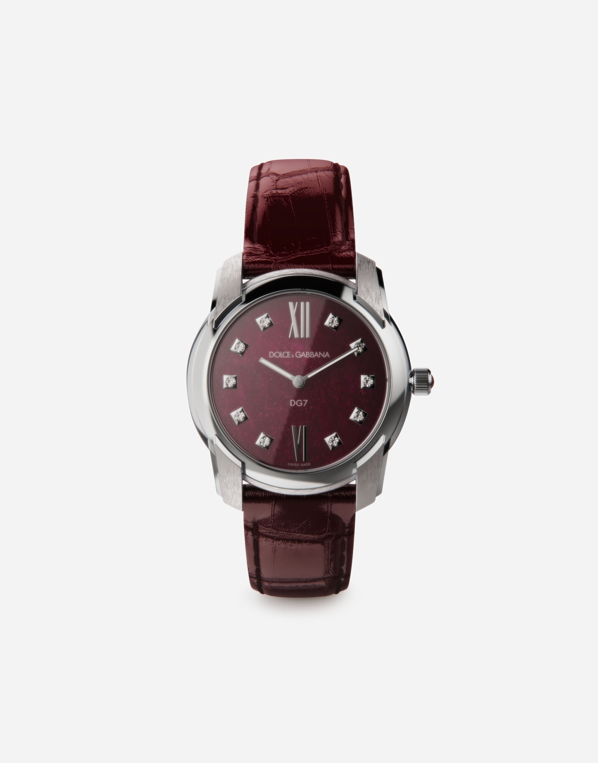 DG7 watch in steel with ruby and diamonds - 1