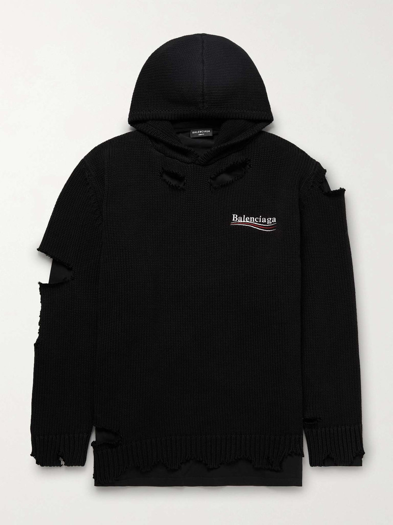 Political Campaign 파괴한 Hoodie 에 검정 - 1