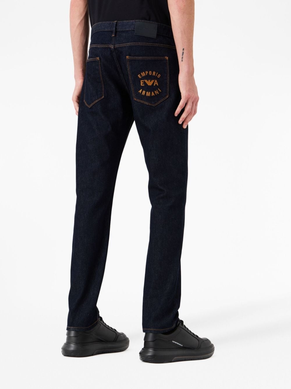 contrast-stitching straight-leg jeans - 4