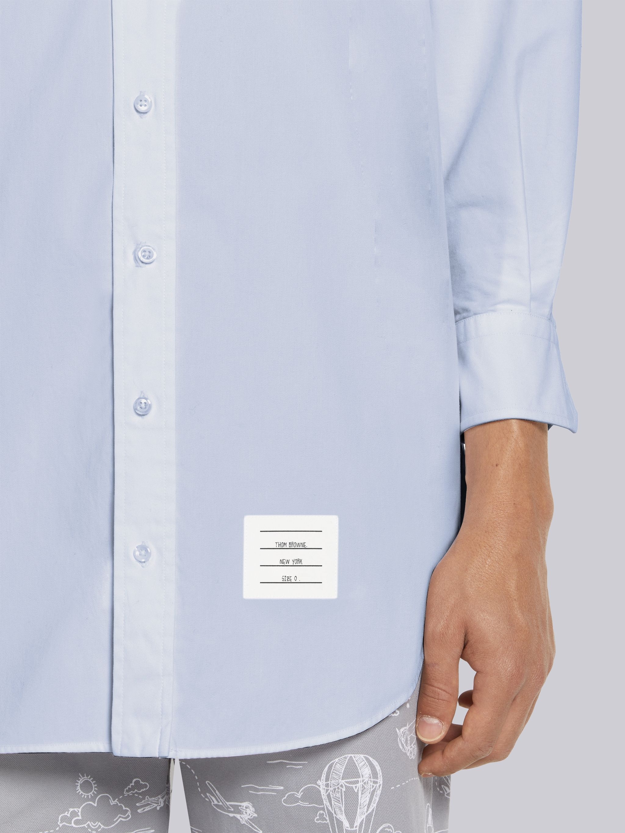 Light Blue Oxford Satin Weave 4-Bar Oversized Shirt - 6
