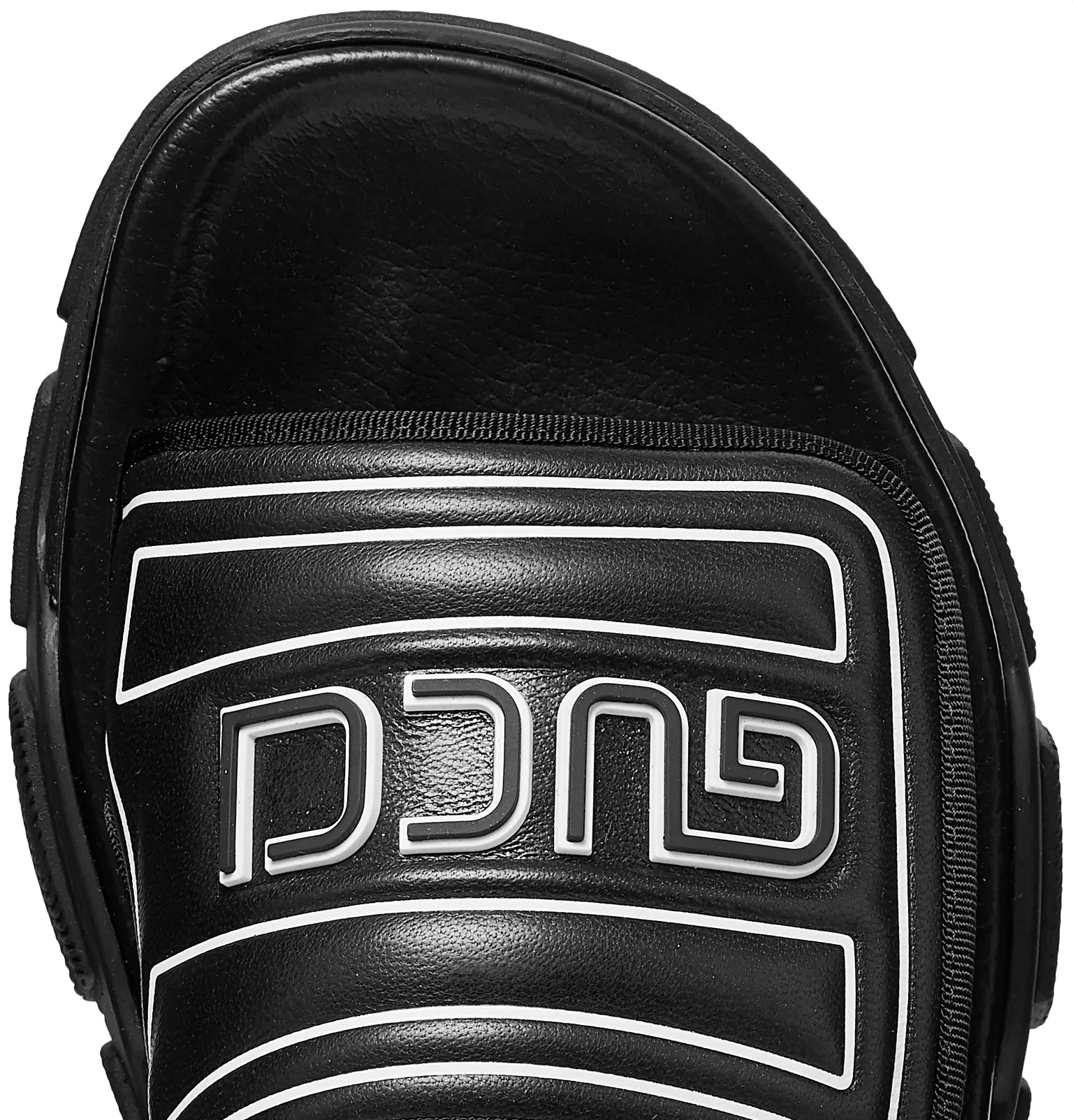 Logo-Embossed Leather and Rubber Slides - 7