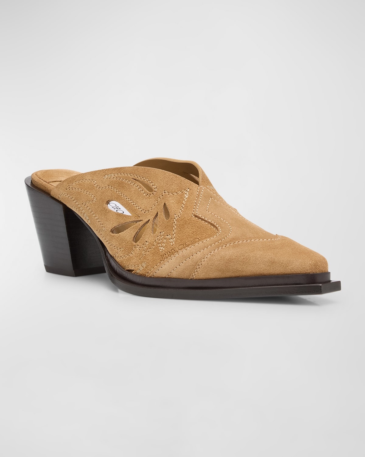 Cece Perforated Suede Western Mules - 4