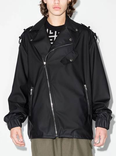 Balmain logo-print biker jacket outlook