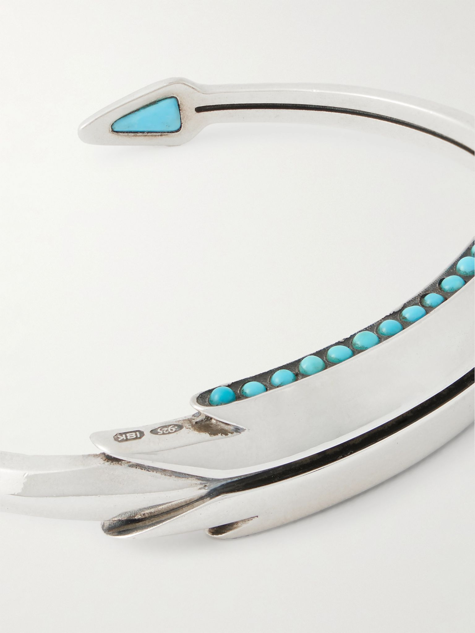 Weston Sterling Silver, Kingman Turquoise and 18-Karat Gold Cuff Silver - 4