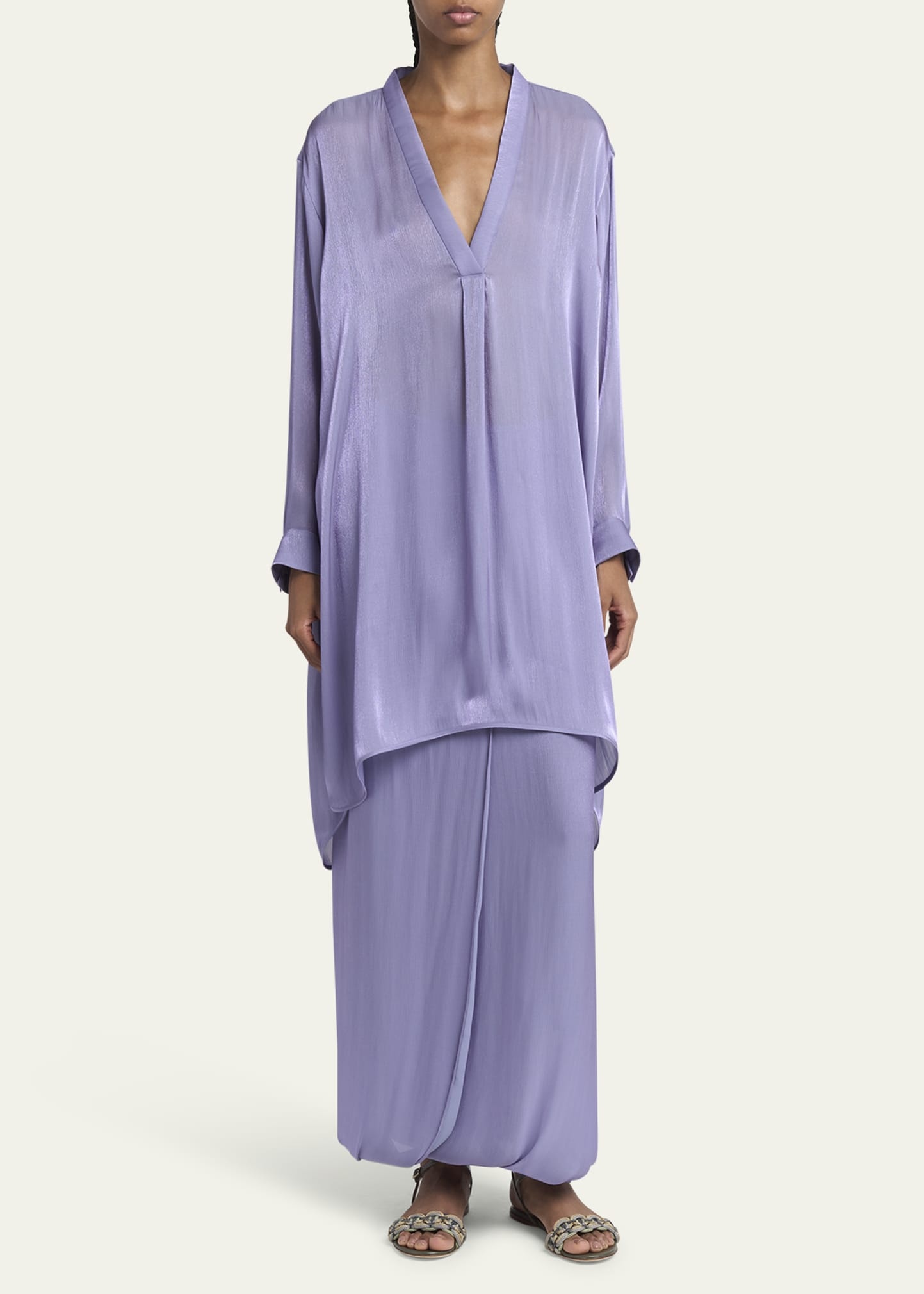 Loose V-Neck Blouse - 2