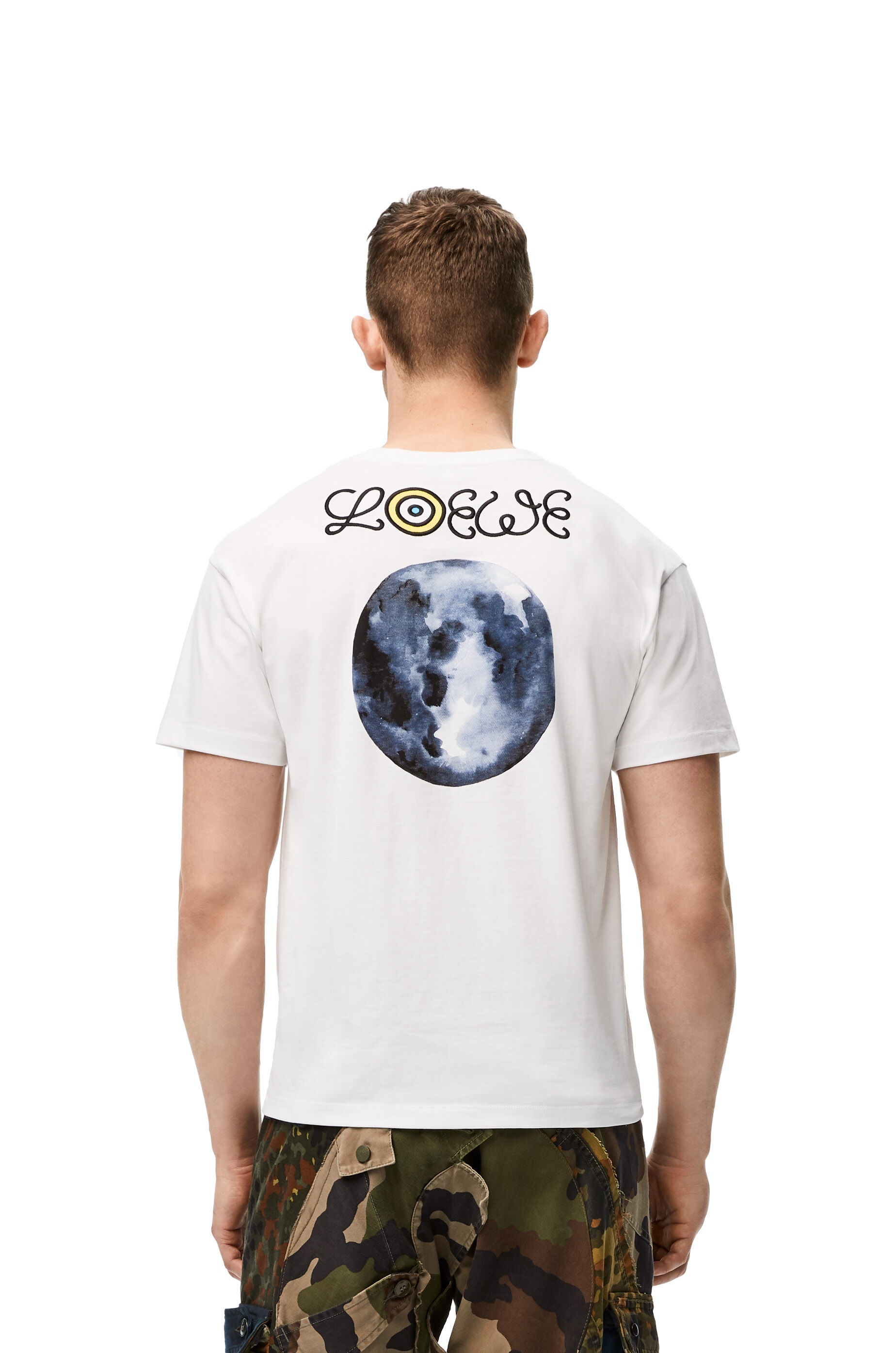 Blue moon print T-shirt in cotton - 4